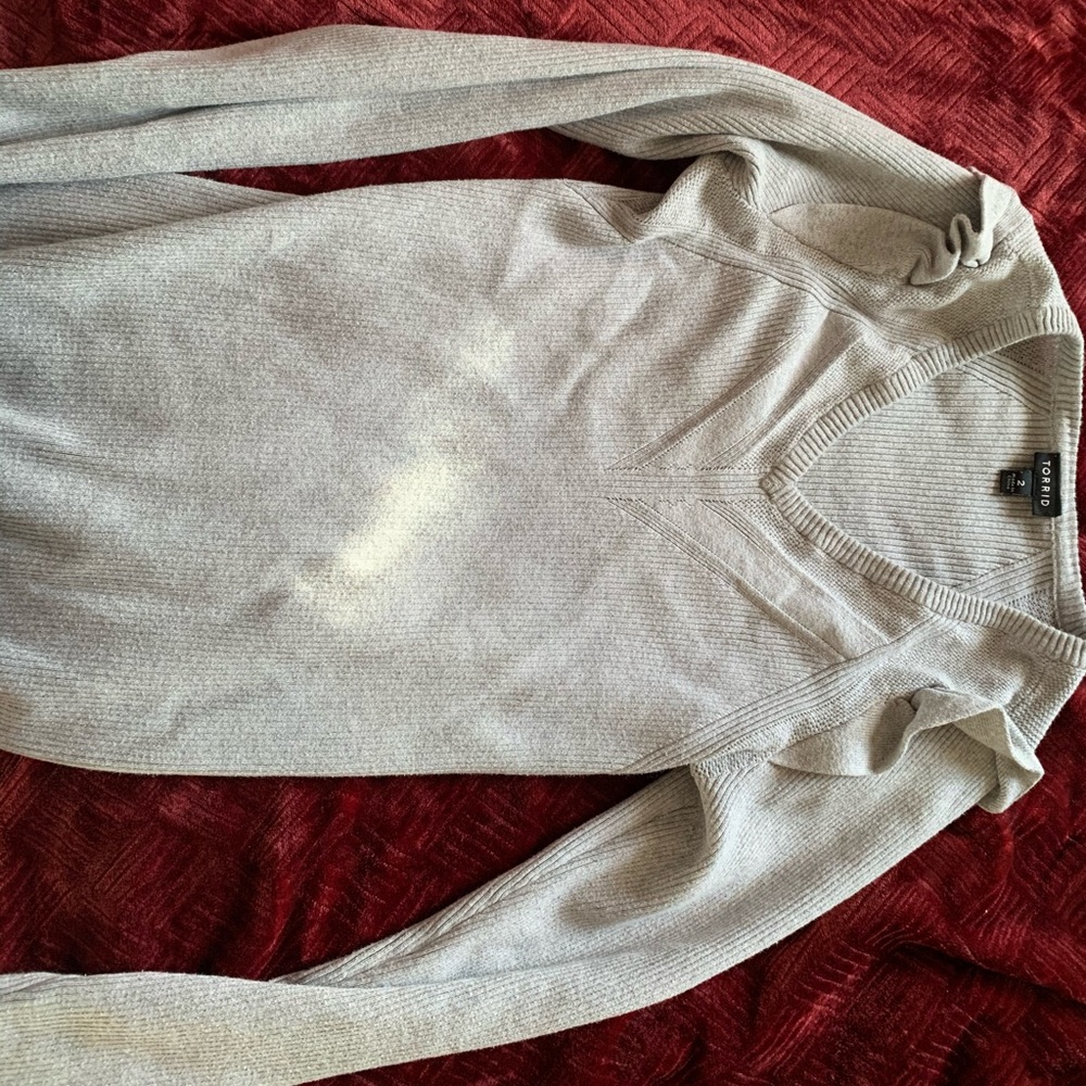 Grey ruffled ribbed long sleeve